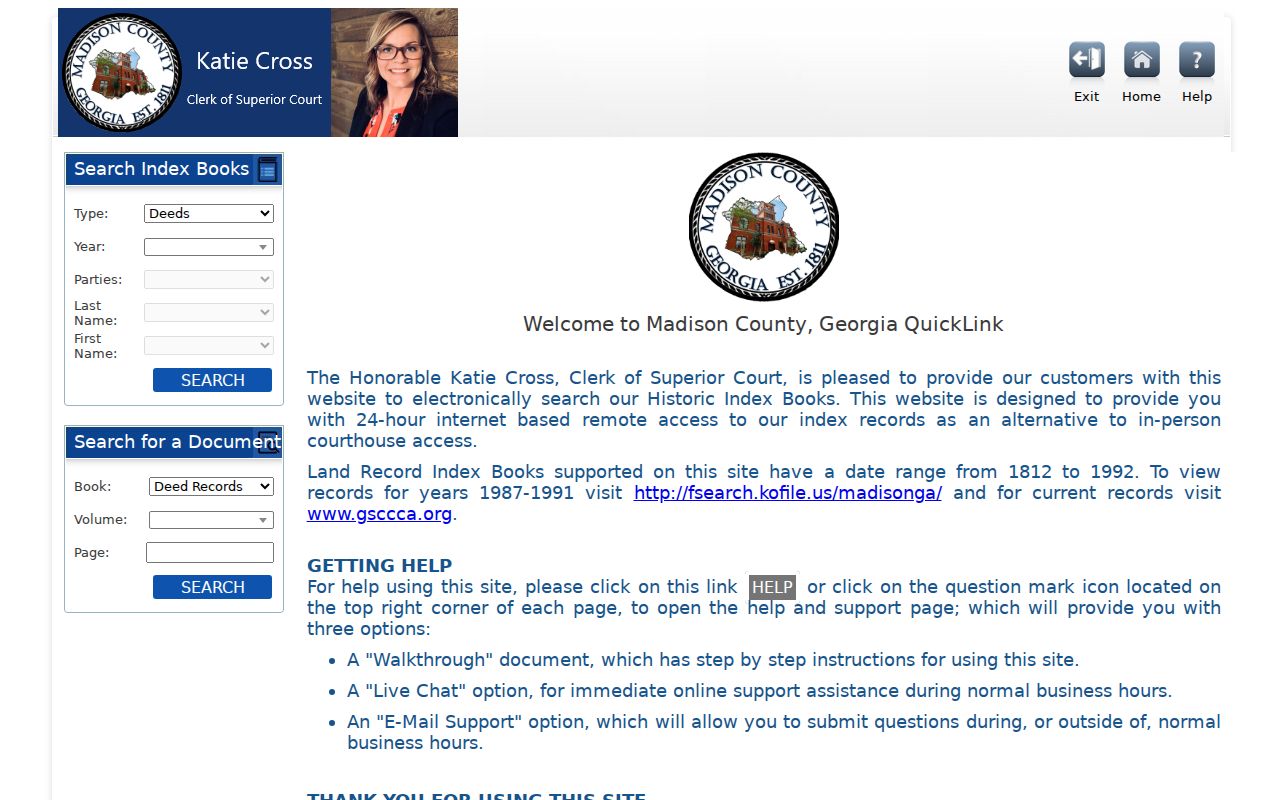 Madison County historic land-record route that is separate from civil case records