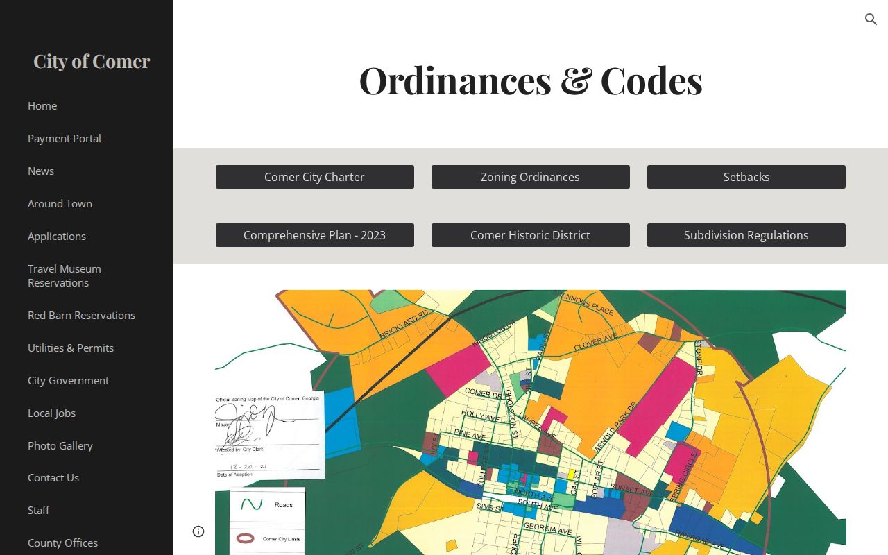 Official Comer ordinances and codes source for municipal court records