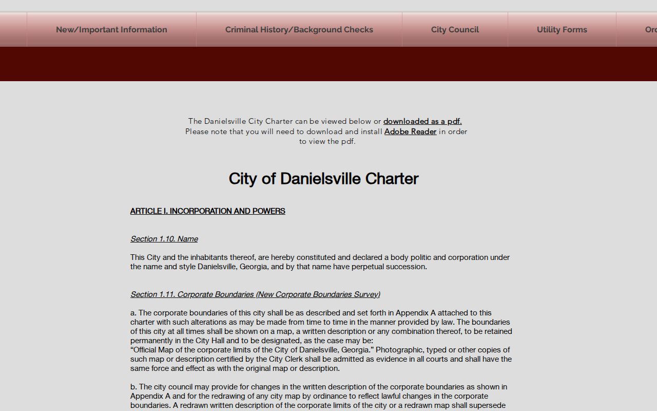 Danielsville court docket municipal charter source